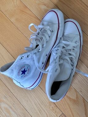 Converse All Star High Top Canvas Sneakers White/Red